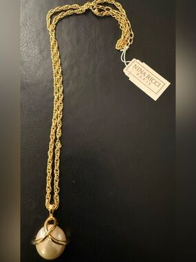 Nina Ricci Gold-Tone Chain Necklace with Pearl Drop
